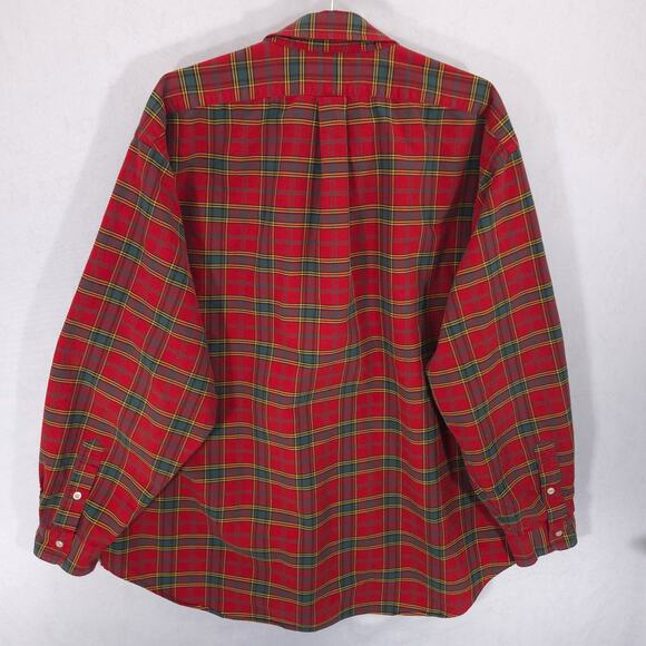 Ralph Lauren Big Shirt Mens XL Red Plaid Polo Crest Pocket Oxford Button Down - Picture 5 of 10